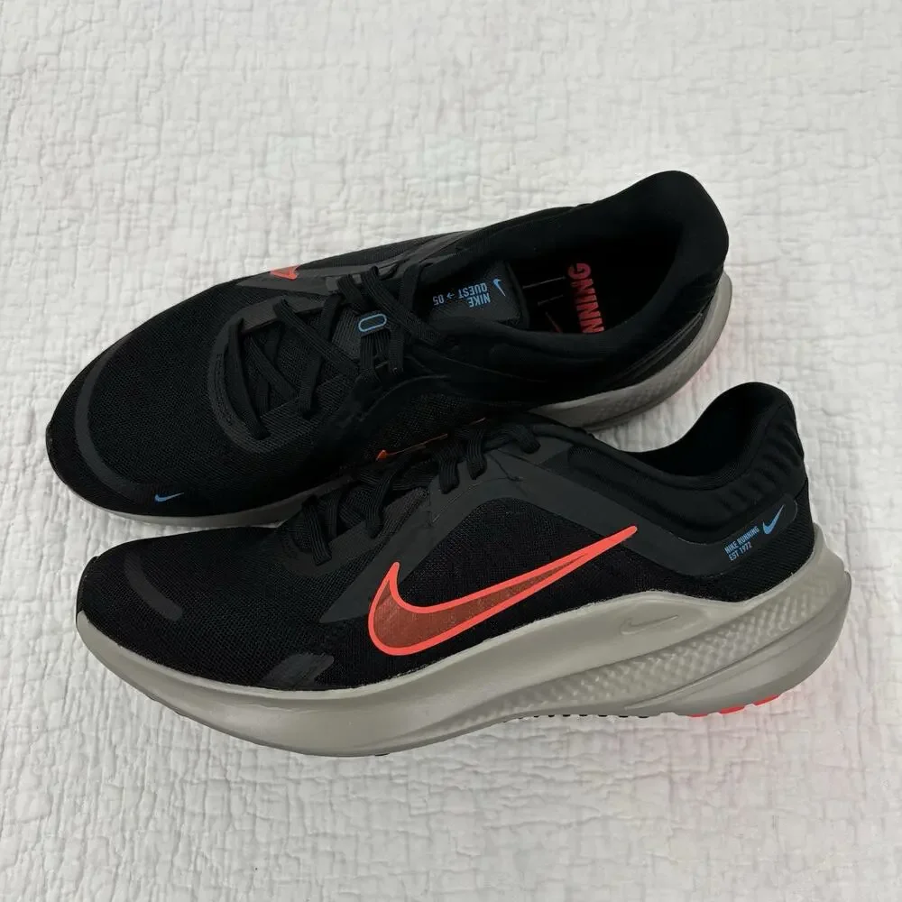 Nike Quest 5 Men’s Size 10 Black Bright Crimson Running Shoes